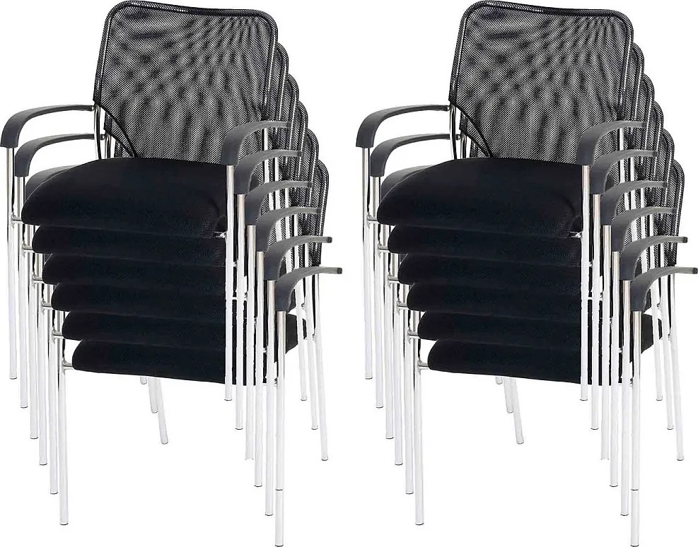 Krzesło dla gości Tucson (zestaw 12 sztuk),  siedzisko czarne, oparcie czarne