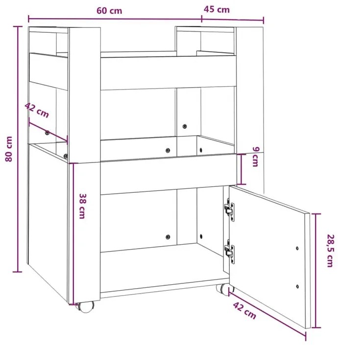 Wózek do kuchni na kółkach z szafką beton N4-B09