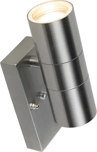 Lampa ścienna zewnętrzna stalowa 2-światłowa IP44 z czujnikiem zmierzchu - Duo