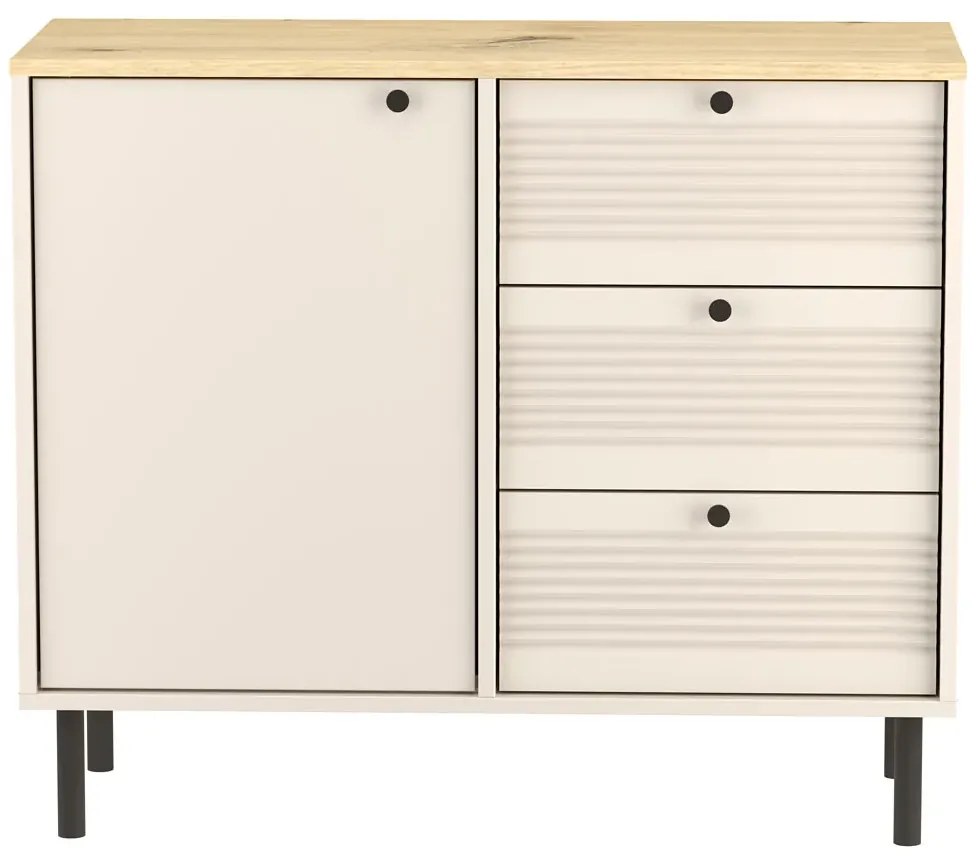 Komoda z 3 szufladami 100 cm kaszmir + dąb artisan P7-C93