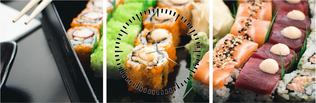 Obraz - Sushi (z zegarem) (90x30 cm)