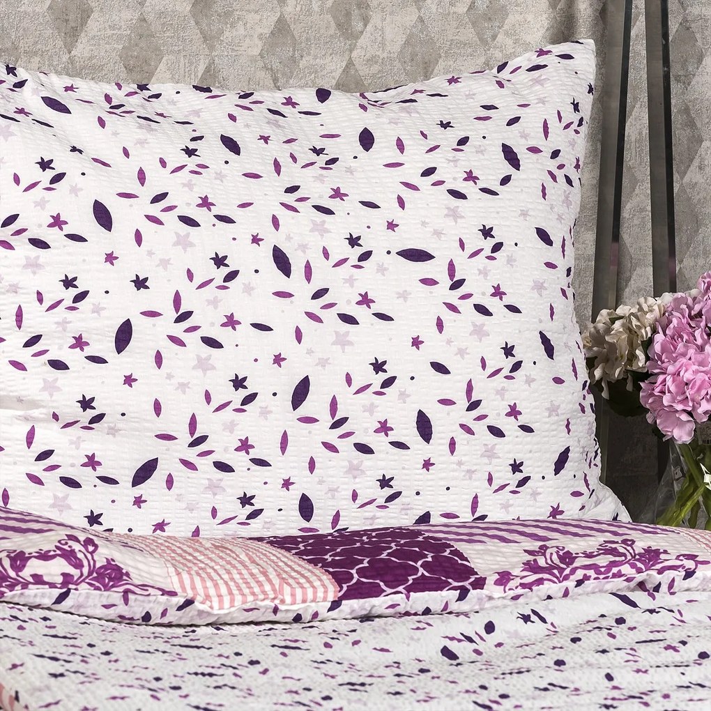 4Home Pościel z kory Patchwork violet, 140 x 220 cm, 70 x 90 cm