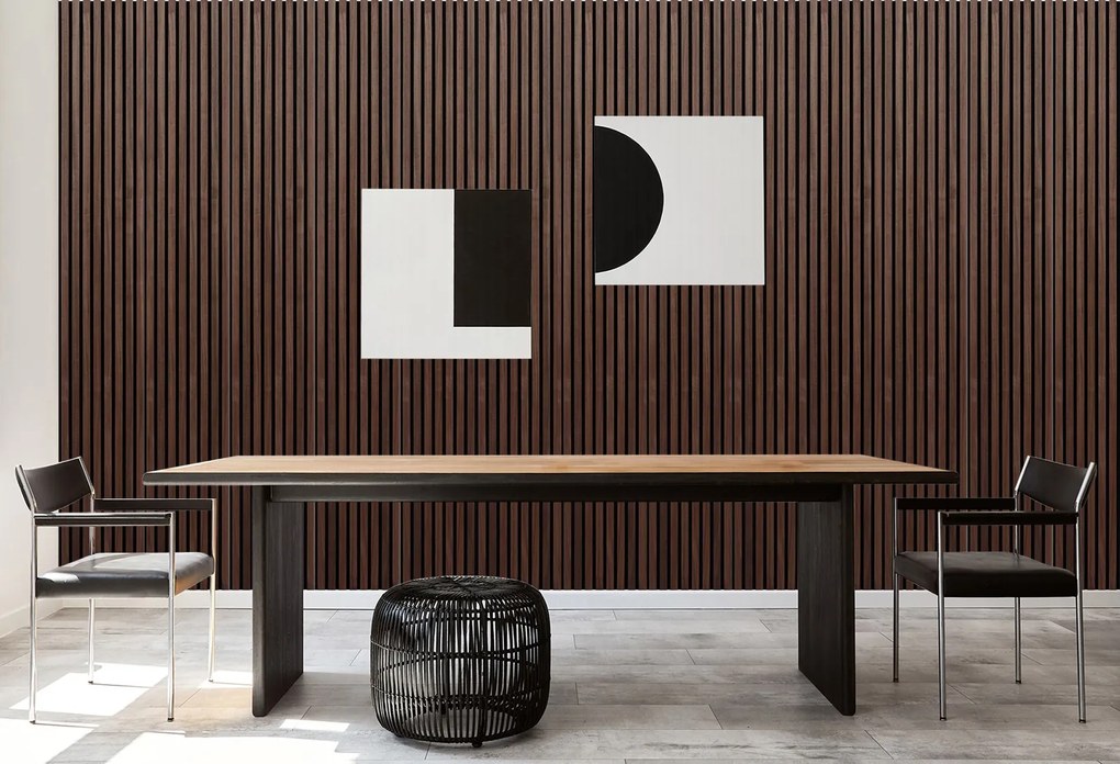 Drewniany panel akustyczny, 2400 x 600 mm, czarny podkład, 5 szt, orzech