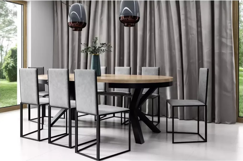 Stół loftowy okrągły rozkładany Bistro 120–196 cm – industrialny stół do jadalni, stalowa konstrukcja