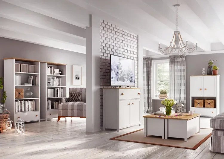 Skandynawska półka ścienna biały + dąb nash - SO B8-R70