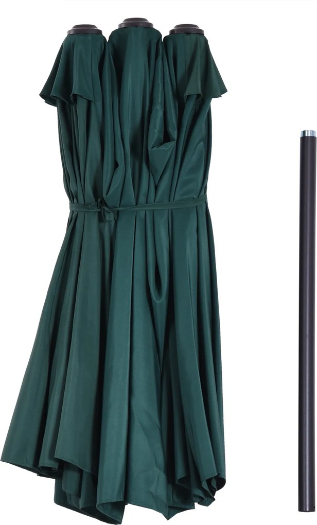 Outsunny Podwójny Parasol Owalny do Ogrodu z Korbką i Stojakiem, Ciemnozielony, Duży Rozmiar 460x270x240cm, Ochrona przed Słońcem | Aosom PL