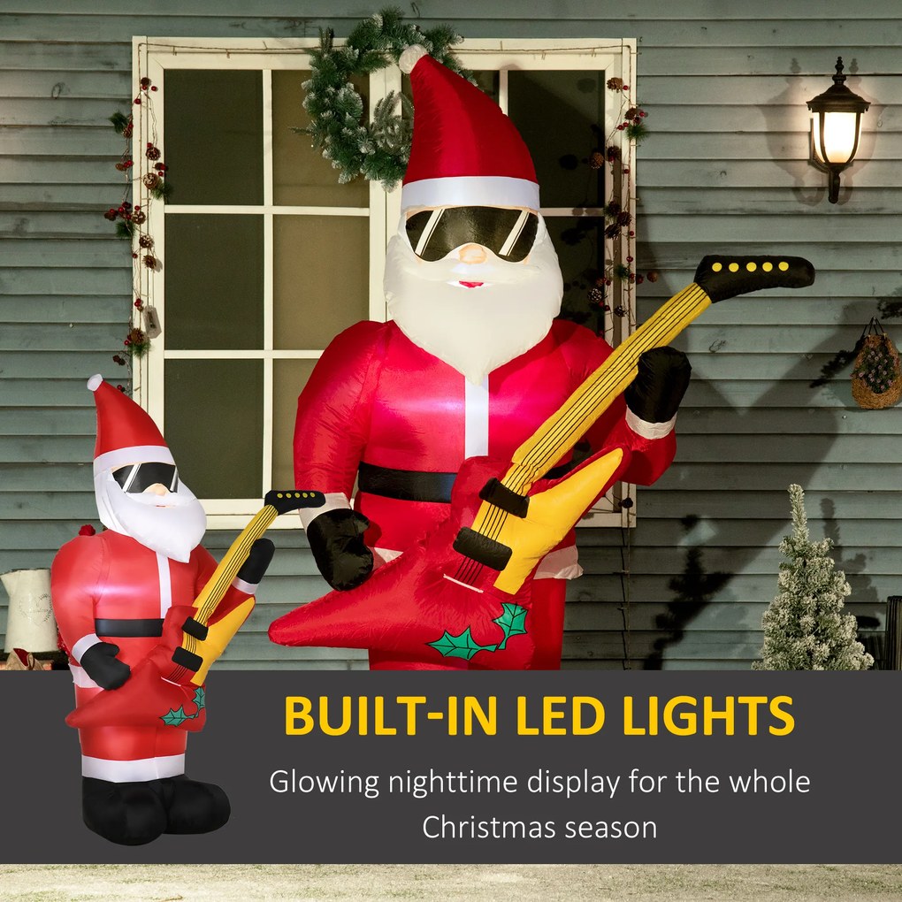 Outsunny Dekoracja Bożonarodzeniowa Nadmuchiwany Mikołaj na Zewnątrz, 140 cm, Czerwony