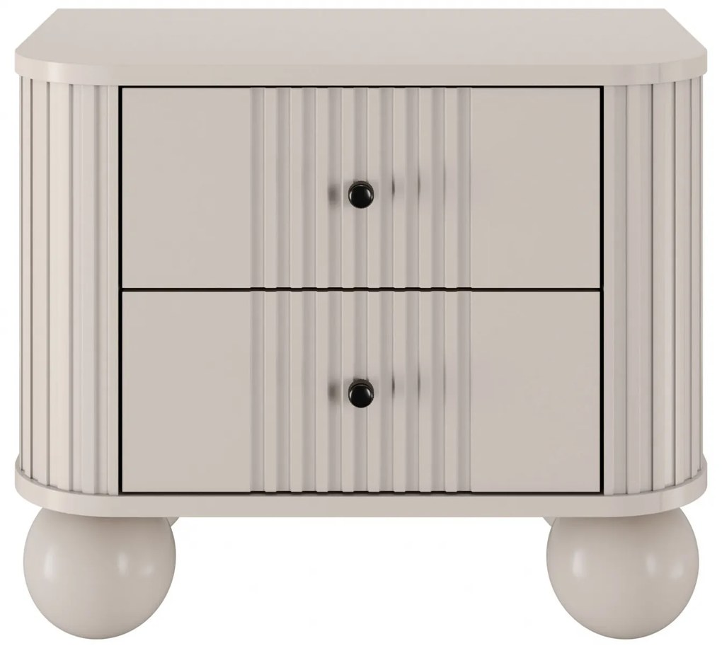 Zestaw szafek nocnych Vesper 56 cm - kaszmir / czarne uchwyty / nogi kule