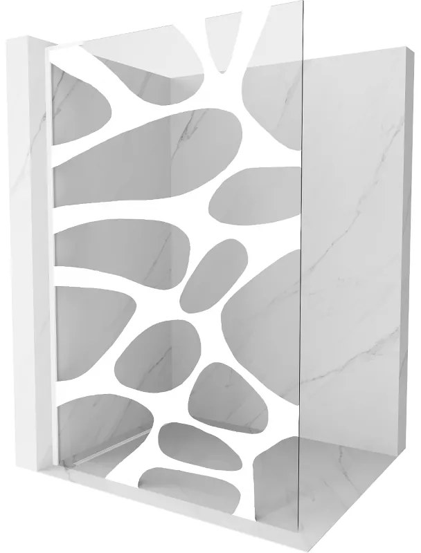 Mexen Kioto L ścianka prysznicowa Walk-in 120 x 200 cm, biały wzór, biała - 800-120-103-20-97