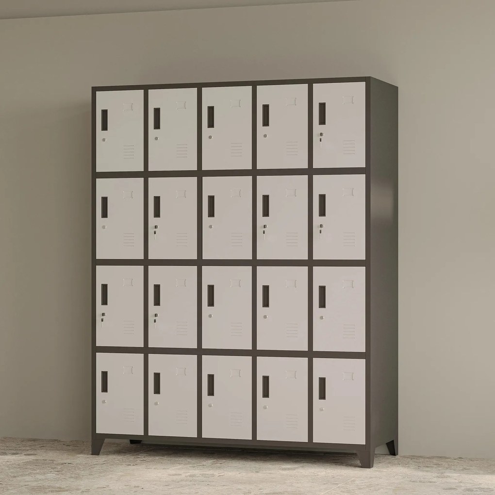 Szafa BHP 20-skrytkowa 136x45x172 cm Robert antracyt/biały