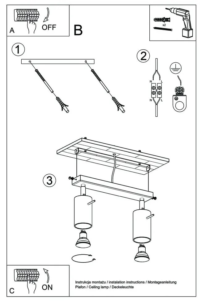 Czarna lampa sufitowa Nice Lamps Etna 2
