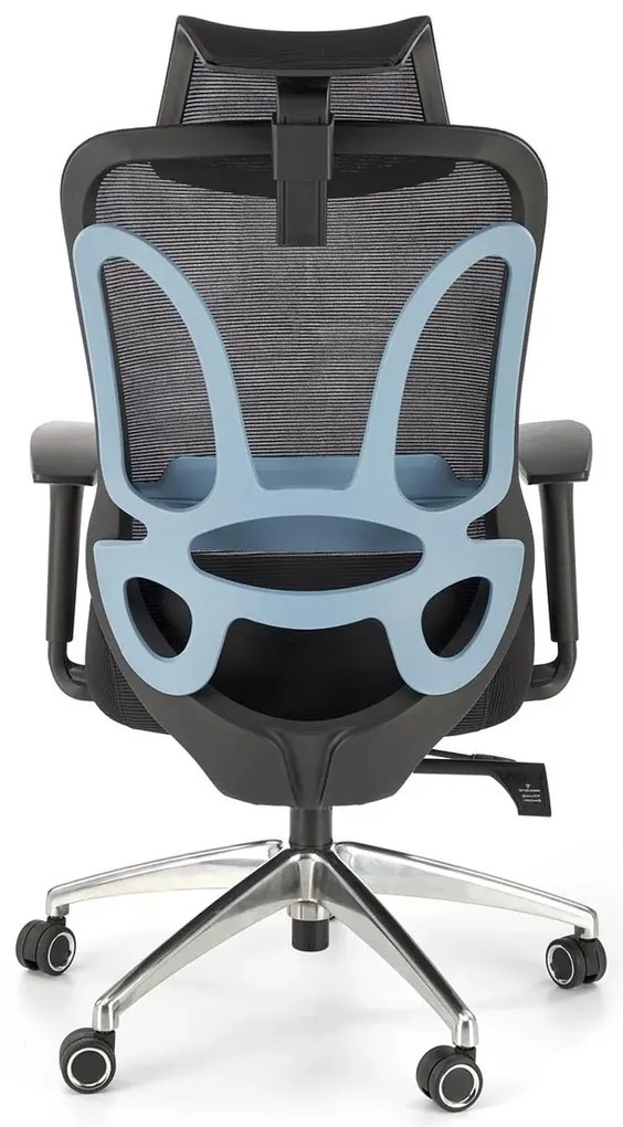 Obrotowy ergonomiczny czarny fotel z regulowanym zagłówkiem - Herva