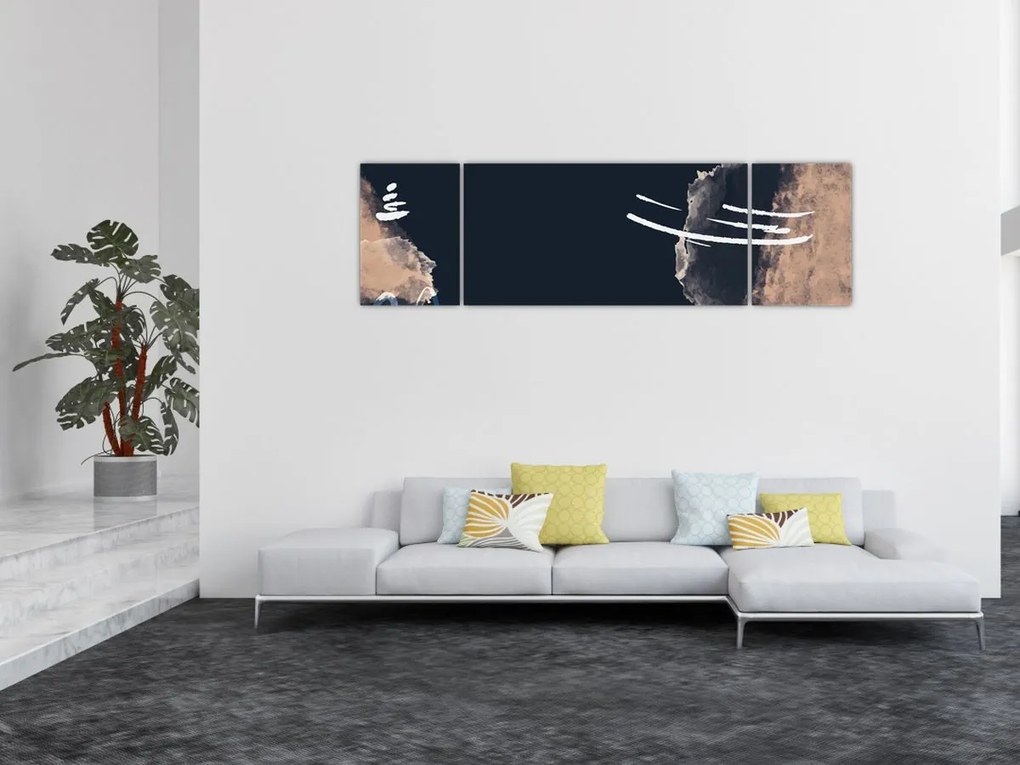 Obraz - Ciemnoniebieska abstrakcja (170x50 cm)