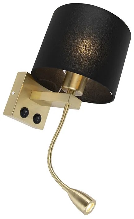 Lampa ścienna w stylu art deco złota z czarnym kloszem - Brescia ArtDeco Oswietlenie wewnetrzne