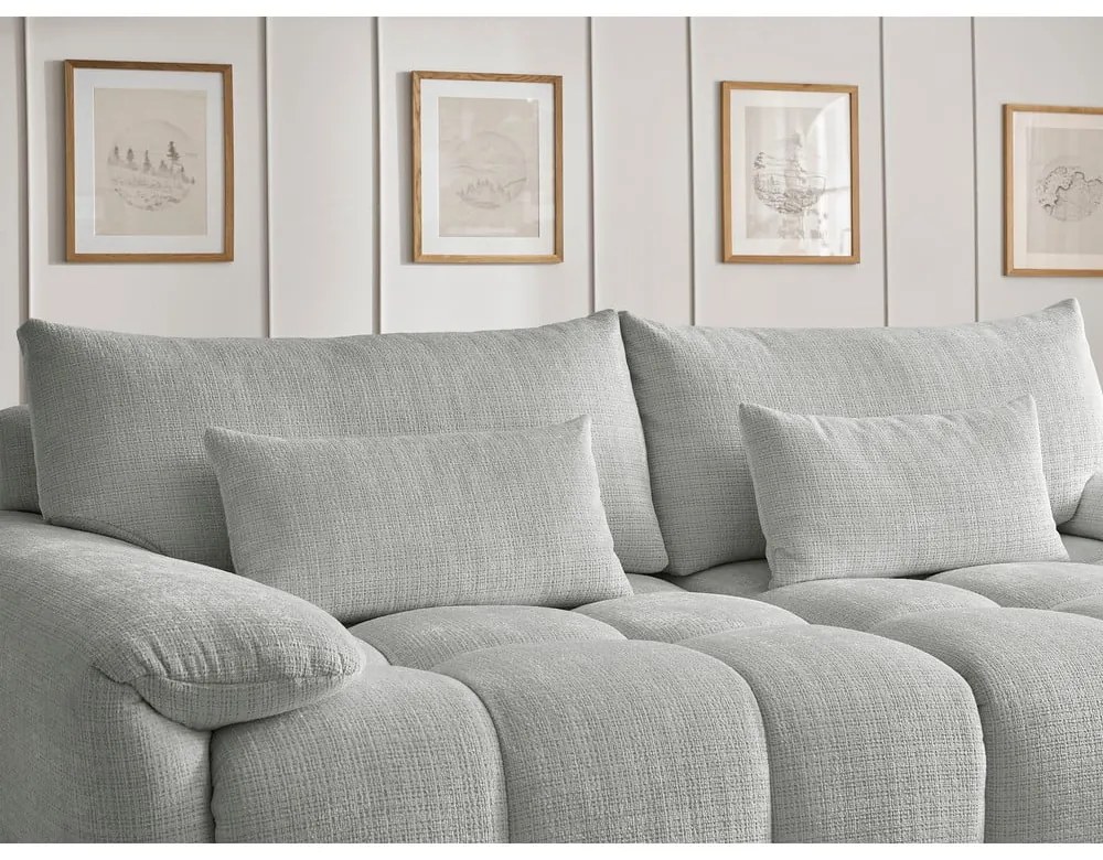 Jasnoszara sofa z tkaniny szenilowej 264 cm Ivane – Bobochic Paris