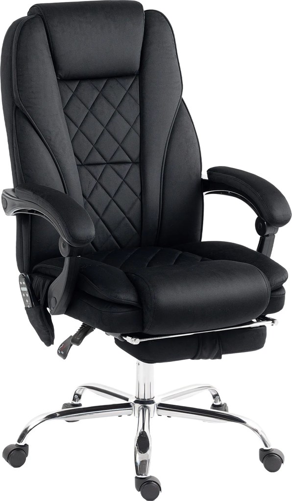 Vinsetto Ergonomiczny fotel biurowy z funkcją masażu, podnóżek, obrotowy, na kółkach, czarny | Aosom PL