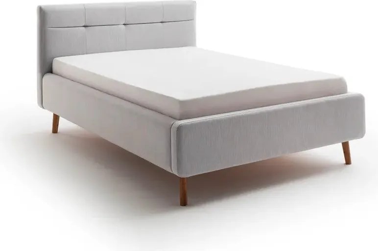 Jasnoszare tapicerowane łóżko dwuosobowe ze schowkiem ze stelażem 140x200 cm Lotte – Meise Möbel