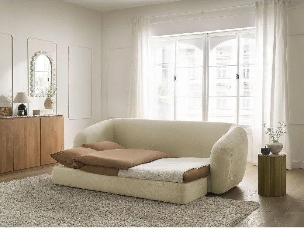 Szarobrązowa rozkładana sofa z tkaniny szenilowej 228 cm Neyo – Bobochic Paris