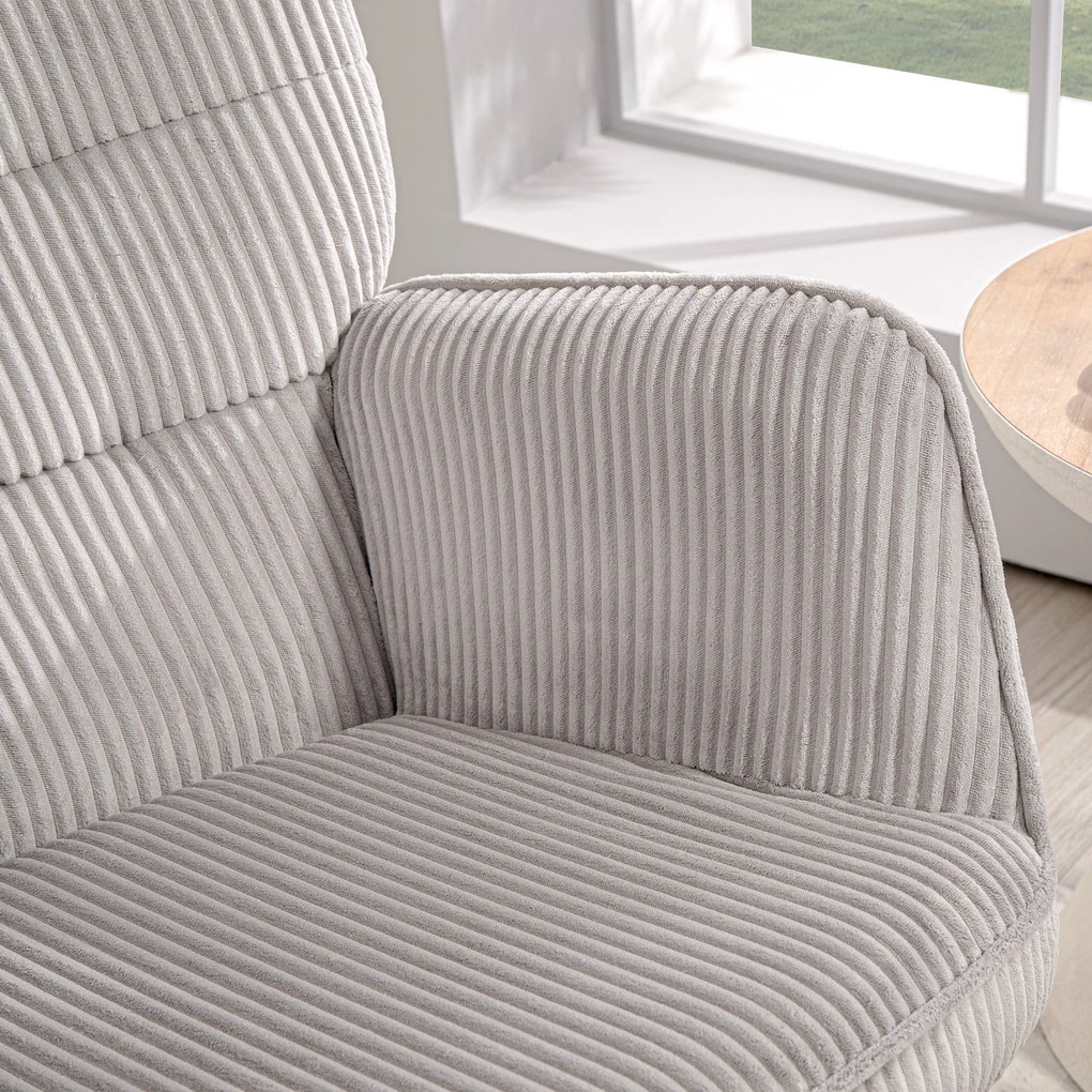 HOMCOM Vintage fotel bujany, zakrzywione płozki, grube wypełnienie, buk i stal, jasnoszary