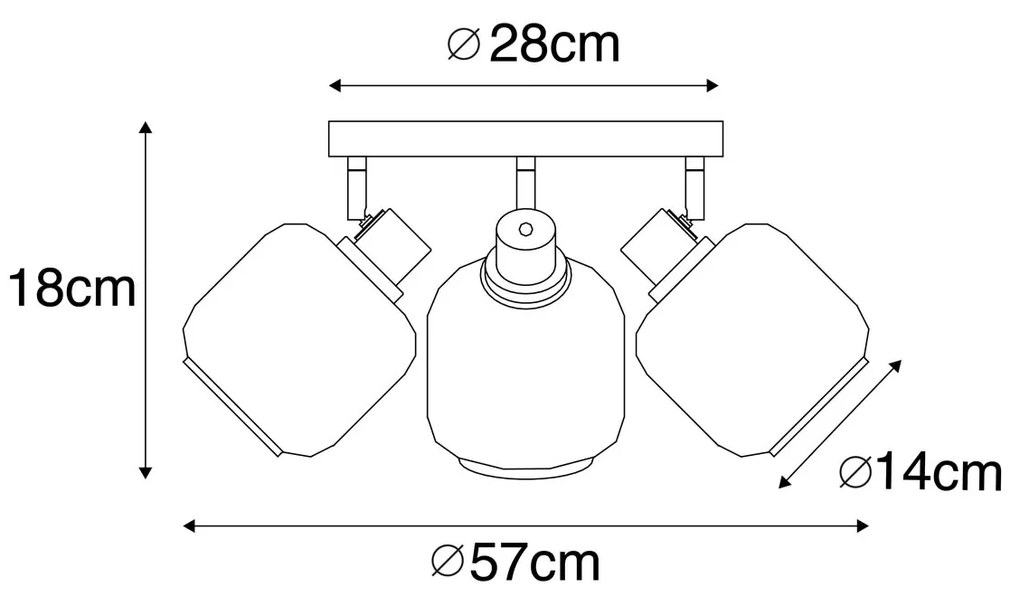 Inteligentny reflektor sufitowy czarny ze złotem i dymionym szkłem w komplecie z 3 Wi-Fi P45 - Zuzanna
