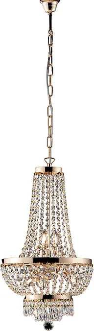 Żyrandol Mozart z żelaza i złoconego mosiądzu z kryształkami 5 świateł 130 Ø35 BL189-5-OR