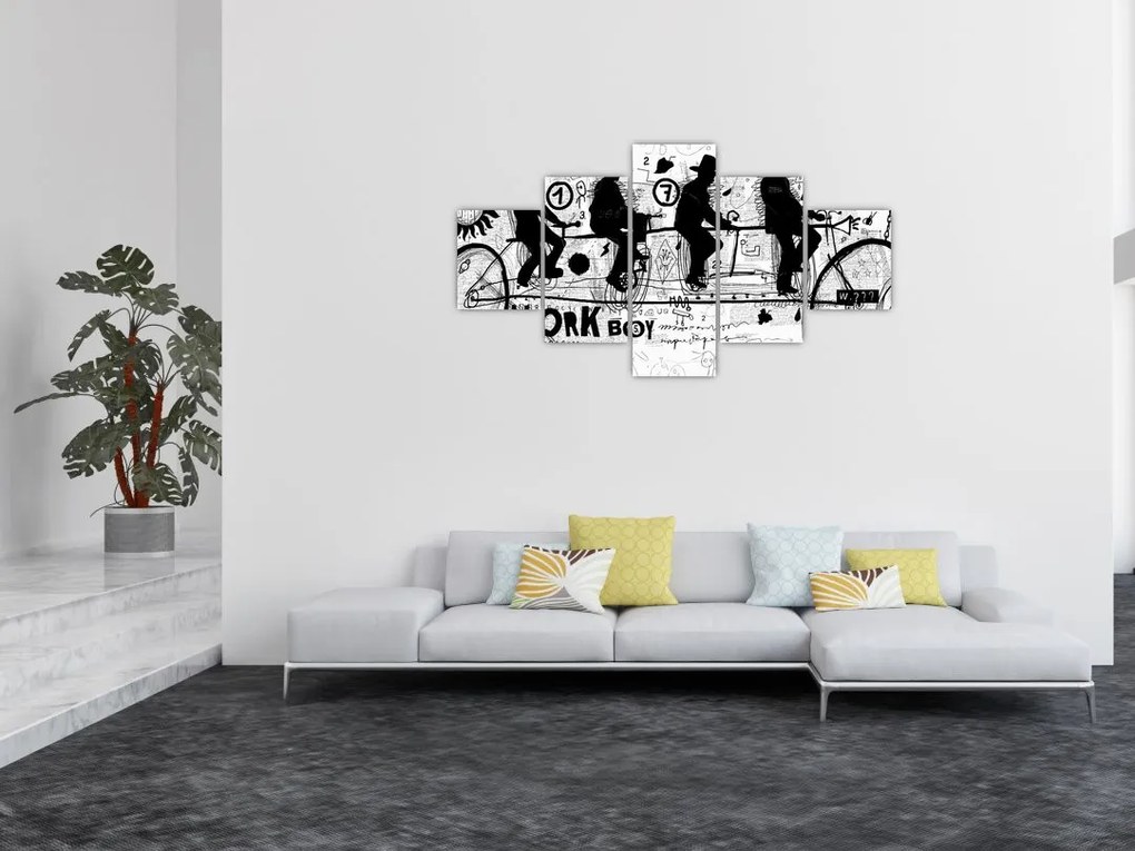 Obraz - Praca zespołowa, jazda na rowerze (125x70 cm)