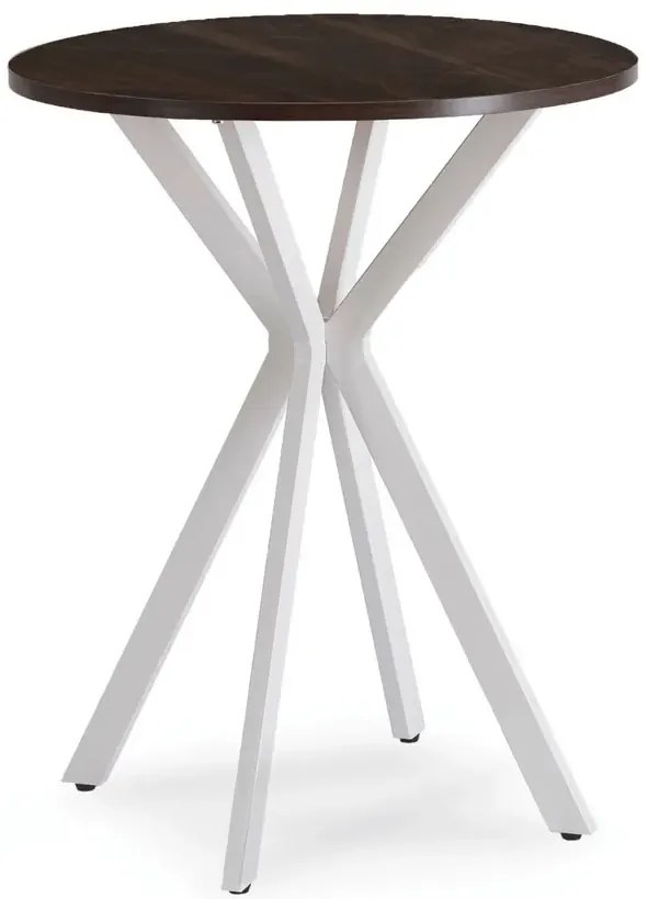 Okrągły orzechowy stolik na białej nodze 60cm - Kaxi 4X