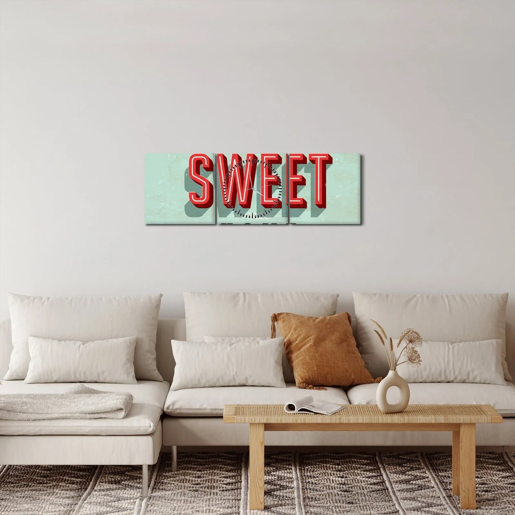 Obraz - Home sweet home (z zegarem) (90x30 cm)