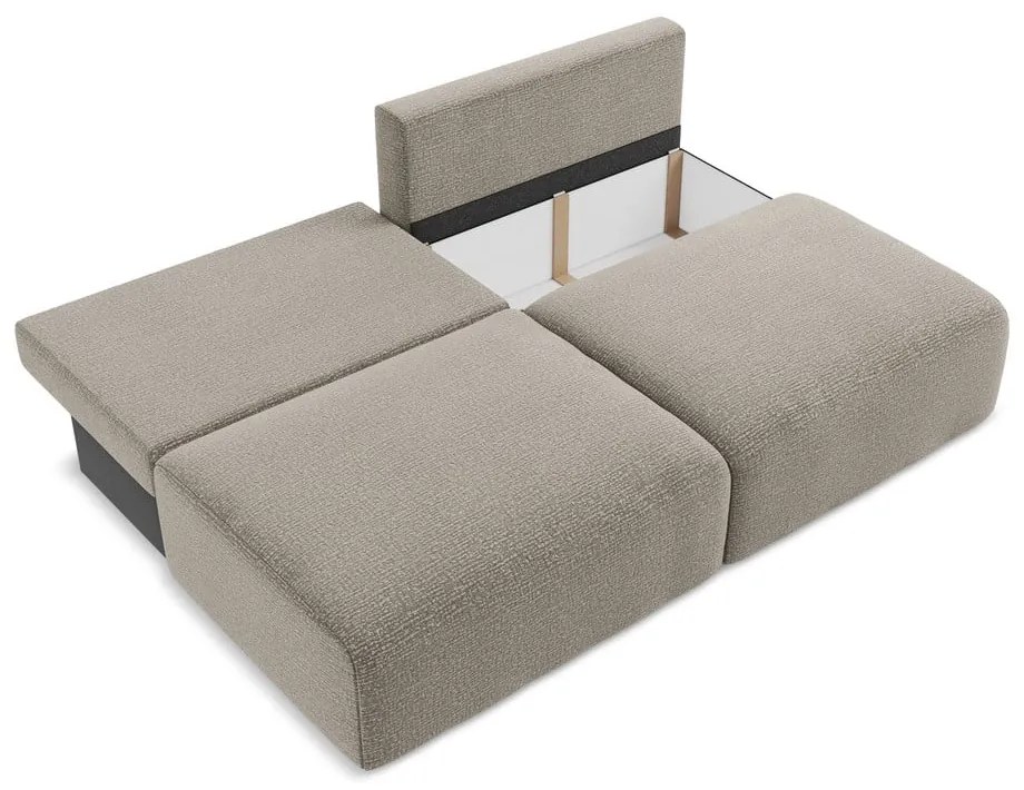 Beżowa rozkładana/ze schowkiem sofa 216 cm Kalena – Makamii