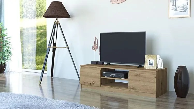 Industrialna szafka RTV dąb artisan - Amida 2X 120 cm