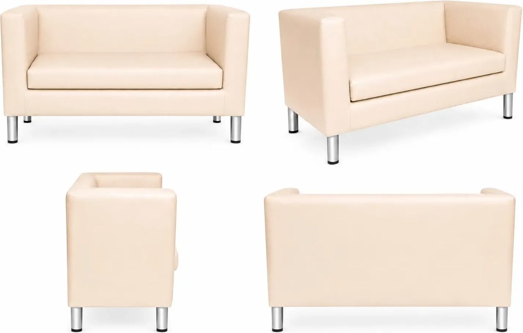 Sofa Monaco : Kolor nogi - Chrom, Kolor tkaniny - EKO-SKÓRA - 18D, Typ tkaniny - Eko-skóra , Wysokość nogi - 15 cm