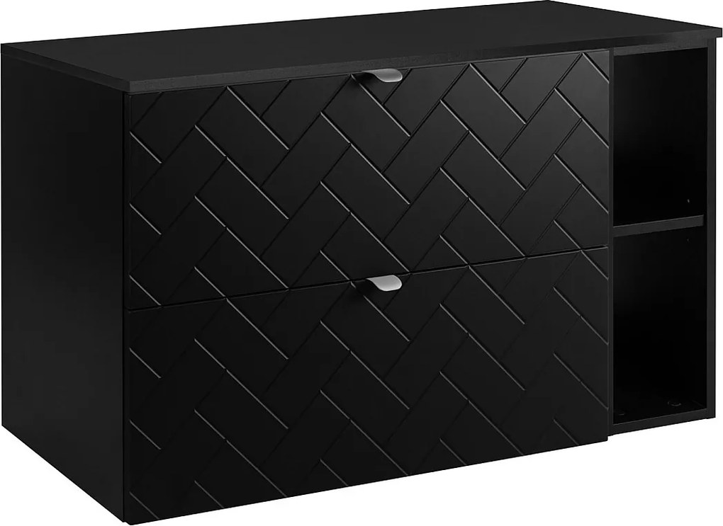 Meble łazienkowe, Czarny Mat, 100 x 57 x 46 cm, uchwyty srebrne