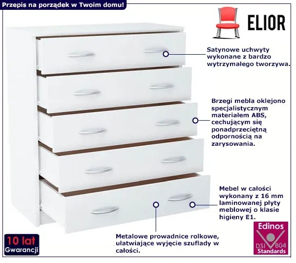 Biała komoda z szufladami - Huso 3X