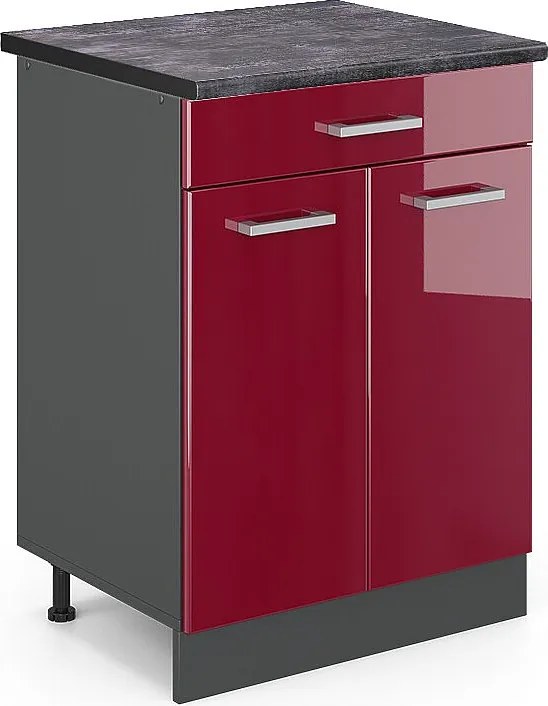 Szafka dolna do kuchni czerwony połysk 60x60x81.6 r-line