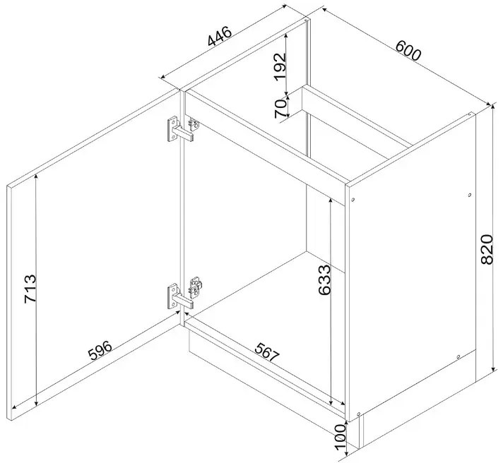 Jednodrzwiowa szafka kuchenna pod zlew 60 cm biały + dąb artisan W0-H37