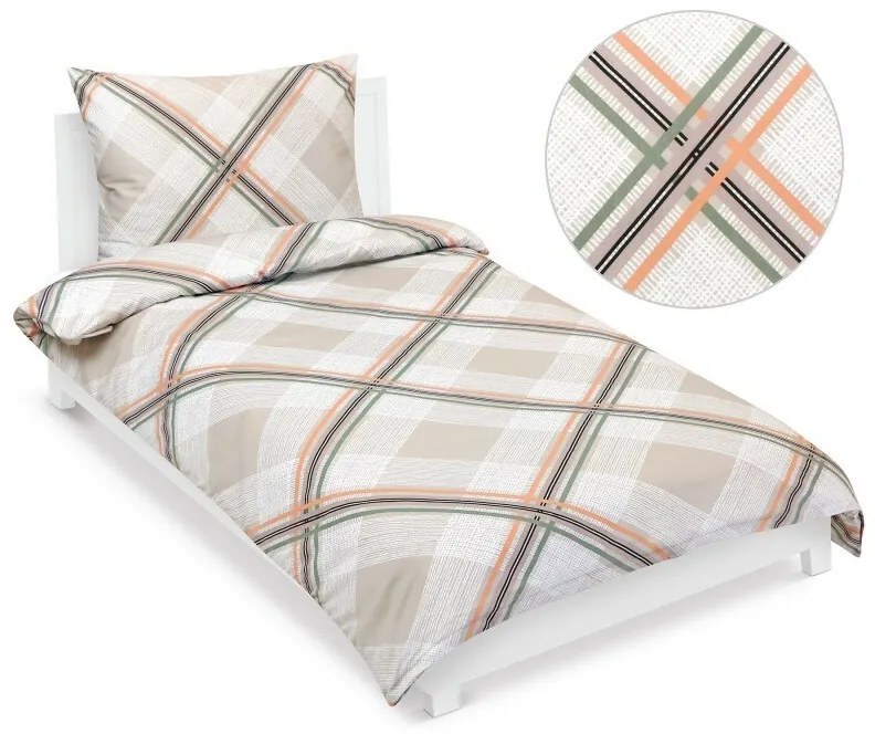 Bellatex Satynowa pościel Kostka beżowa, 140 x 220cm, 70 x 90 cm, 140 x 220 cm, 70 x 90 cm