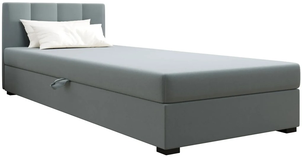 Jasnoszary tapczan młodzieżowy z zagłówkiem 80x195 cm T0-F42