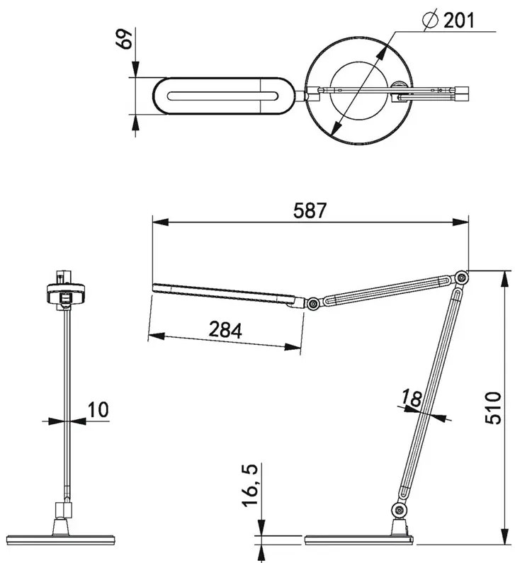 Srebrna lampka na biurko LED z panelem - S254-Hippo