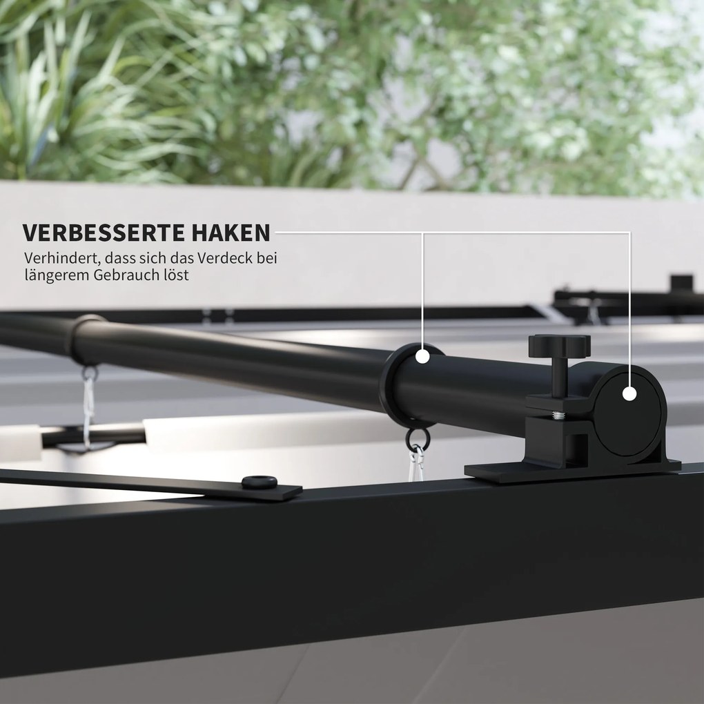 Outsunny Pergola ok. 3x3 m wolnostojące zadaszenie tarasu z rozsuwanym dachem, magnetyczna podkładka, słup 8 cm, odporne na UV | Aosom PL