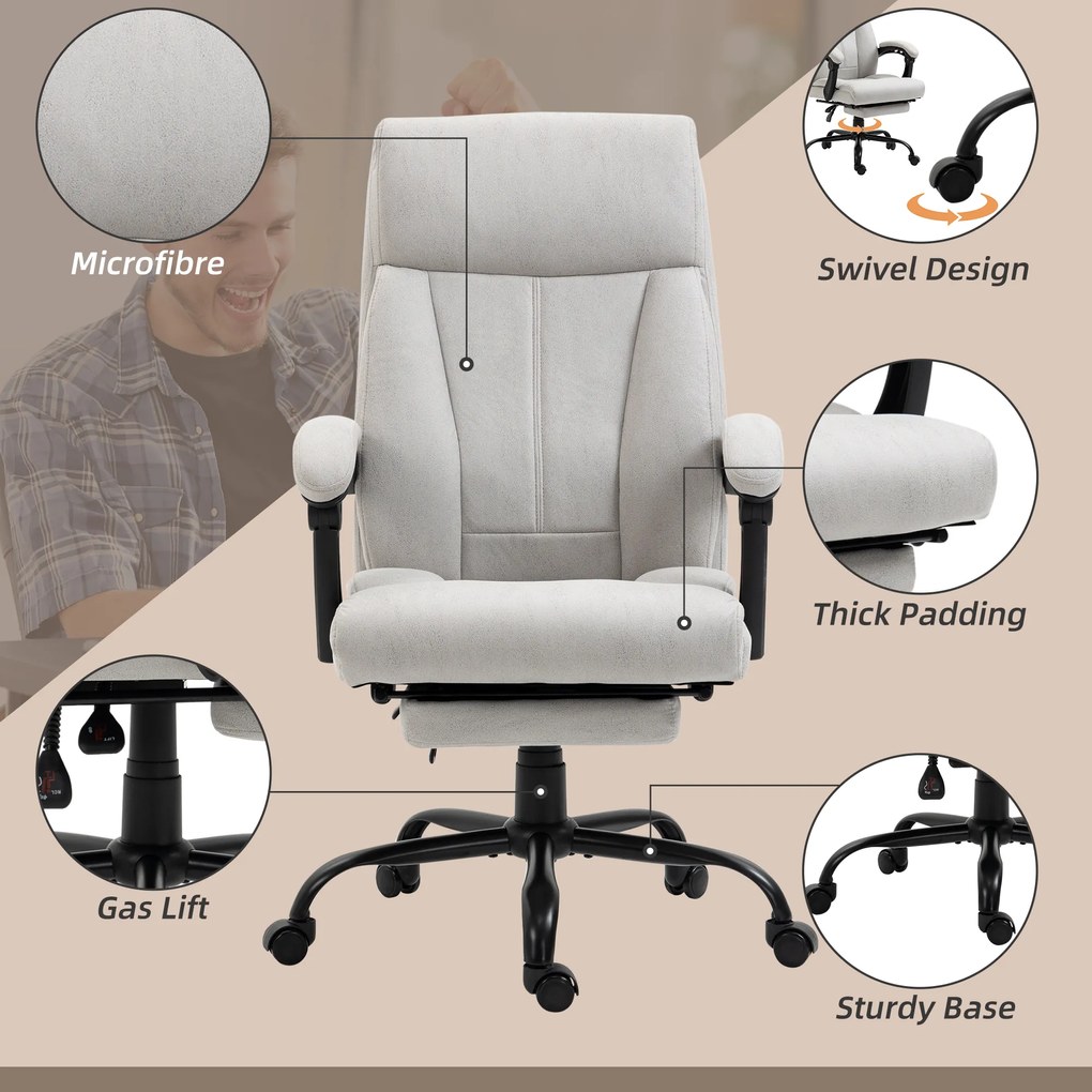 Vinsetto Fotel biurowy z masażerem regulowane siedzisko funkcja masażu jasnoszary | Aosom PL