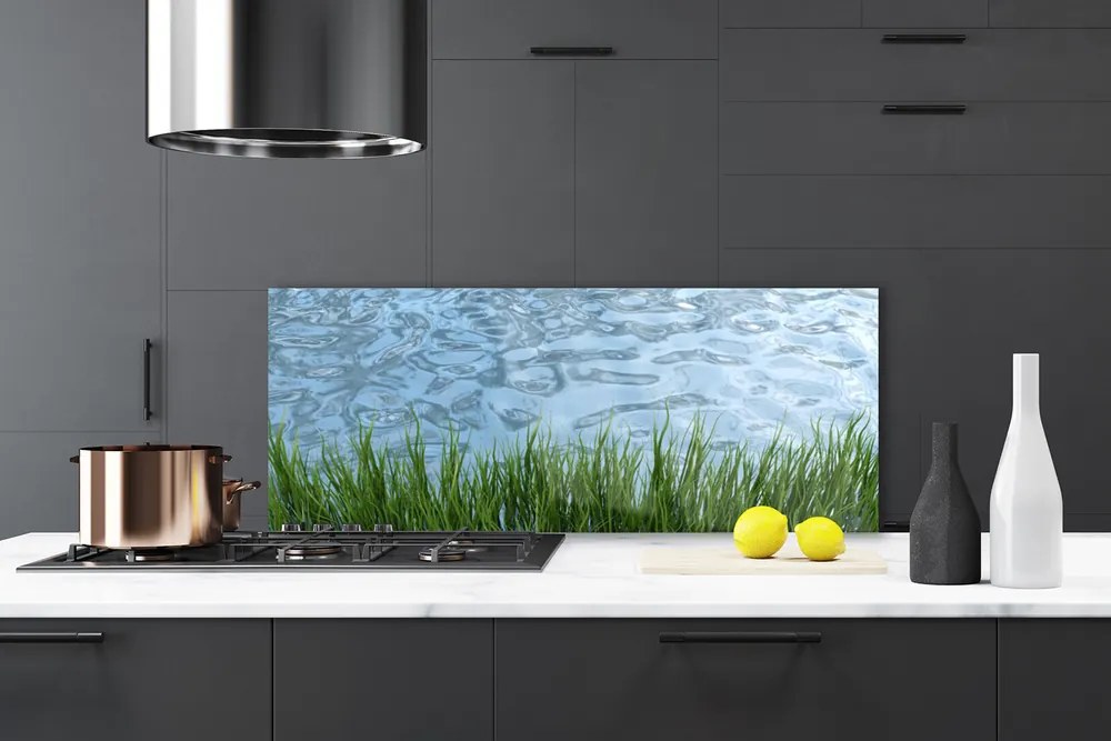 Panel Szklany Świeżość Trawy Nad Brzegiem