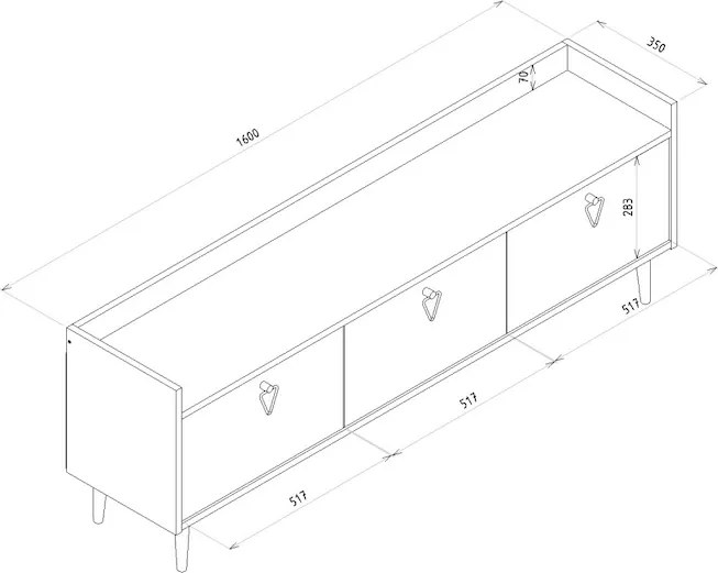 Stolik RTV PIENA 160 cm, biały