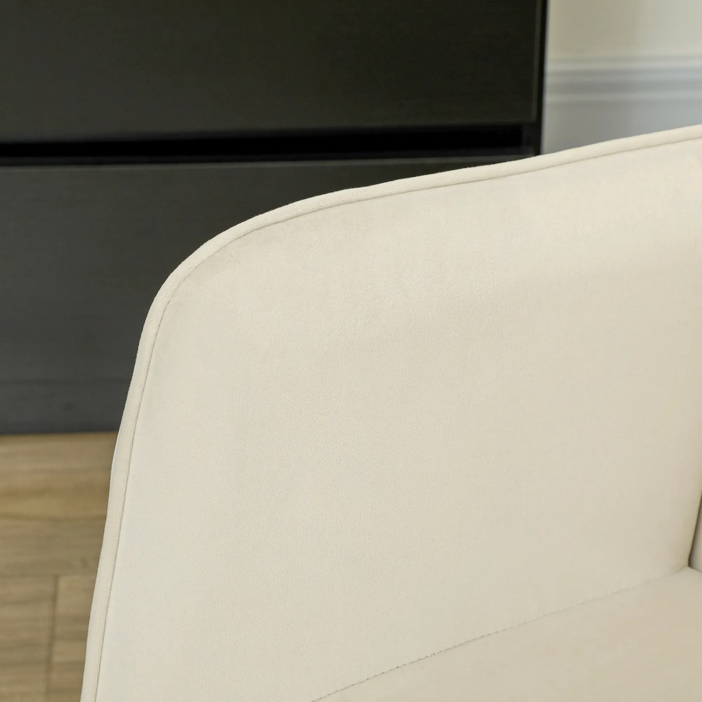 HOMCOM Fotel Bujany, Grube Wypełnienie, Szerokie Oparcie, Drewno Bukowe/Rama Stalowa, do 120 kg, Beżowy