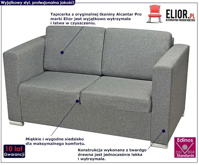 Dwuosobowa szara sofa loftowa - Telva 2Q