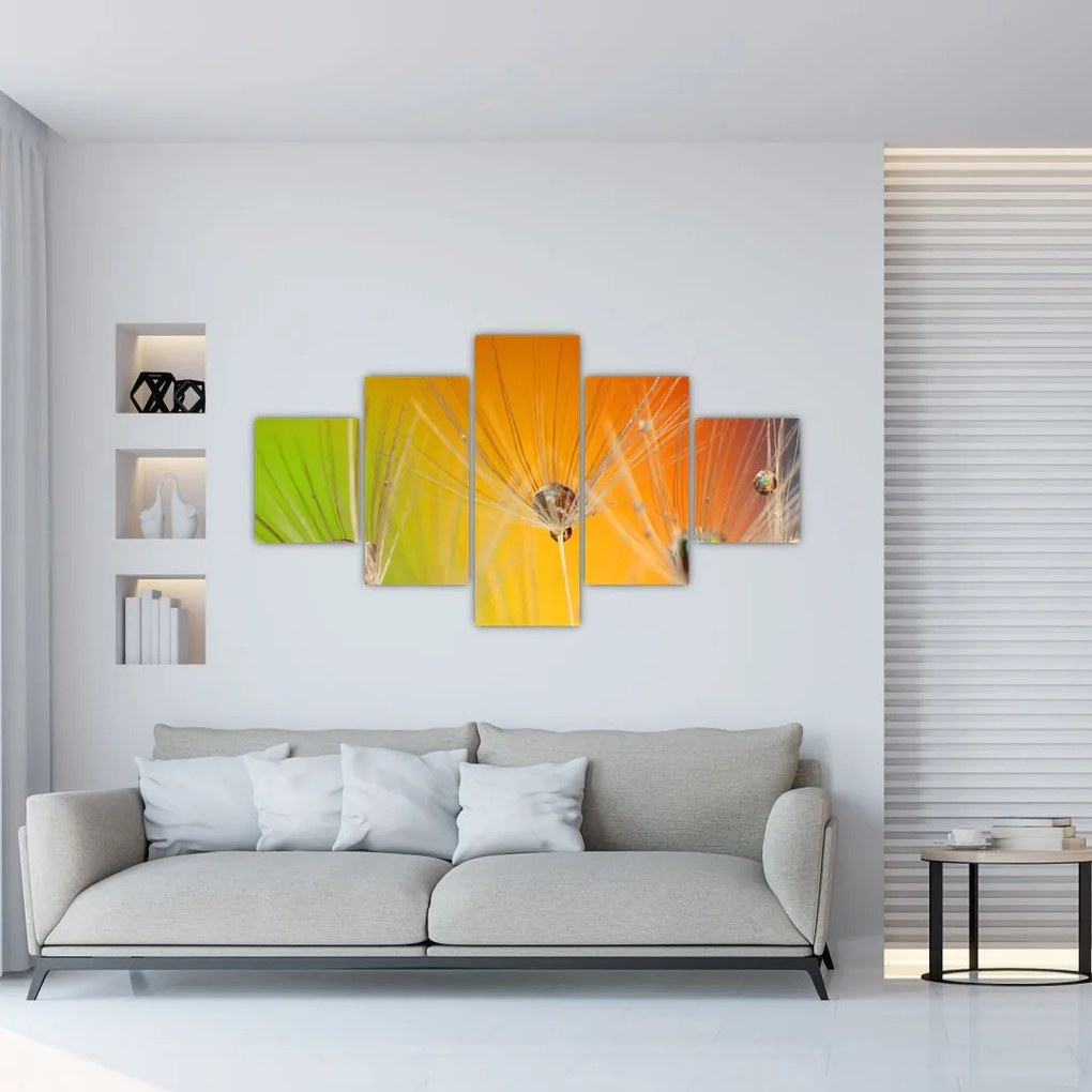 Obraz kropli na roślinie (125x70 cm)