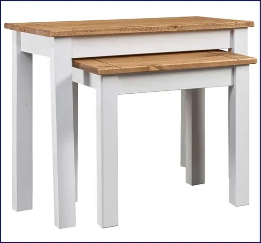 Skandynawski zestaw 2 białych stolików kawowych S9-T37