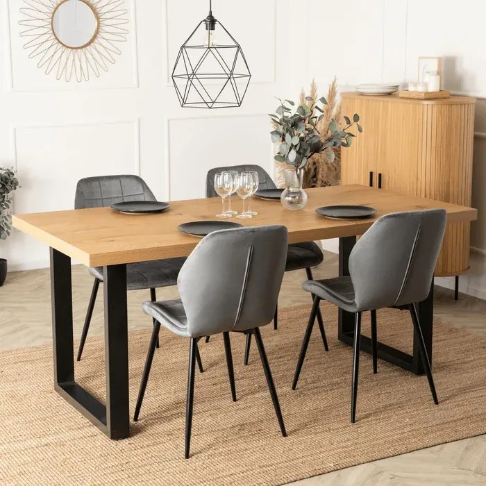 Stół Prostokątny Rozkładany TOMAS 130-230 cm Dąb Złoty/Czarny do Jadalni Loft