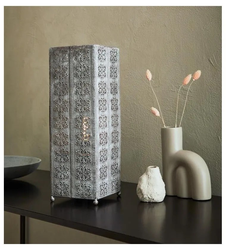 Szara lampa stołowa Markslöjd Agra, wys. 33,5 cm