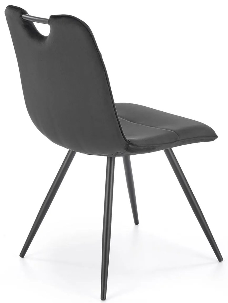 Krzesło czarne z rączką, velvet, tapicerowane, z uchwytem K521