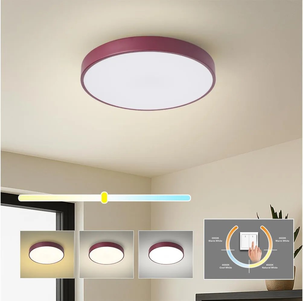 Brilagi - LED oprawa sufitowa POOL LED/36W/230V 3000/4000/6000K 30 cm bordowy